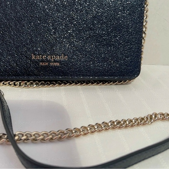 Kate Spade New York Spencer Metallic Navy Gold Chain Crossbody - Picture 2 of 7
